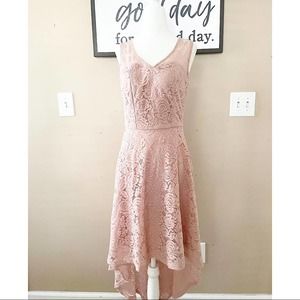 Dress Tells Pink High Low Lace Dress Size Small